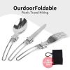 1pcs Camping Fork Spoon Outdoor Tableware Foldable Ultralight Stainless Steel Set