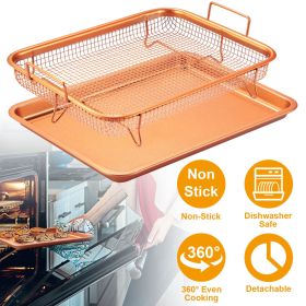 Crisper Tray Set Non Stick Cookie Sheet Tray Air Fry Pan Grill Basket