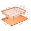 Crisper Tray Set Non Stick Cookie Sheet Tray Air Fry Pan Grill Basket