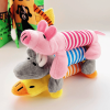 1 PC Pet dog, cat, plush cartoon embroidery, bite resistant and stress relieving duck, piglet, elephant, cute sound making toy supplies B
