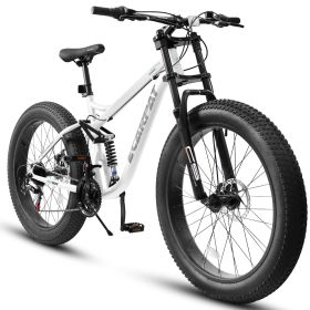 Ecarpat 26 Inch Fat Tires Mountain Bike, 4-Inch Wide Wheel, 21-Speed Disc Brakes