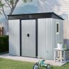 8 ft x 6 ft Outdoor Metal Storage Shed with Window and Transparent plate