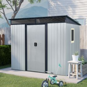 8 ft x 6 ft Outdoor Metal Storage Shed with Window and Transparent plate