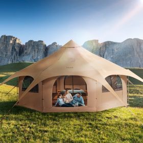 4 Seasons 5 m/16.4 ft Bell  Tent for Camping with Stove Jack,  for up to 8 People,