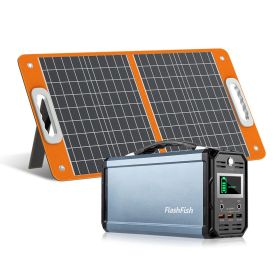 300W Solar Generator,  60000mAh Portable Power Station Camping Potable Generator with 60W 18V  Solar Panel, Charger