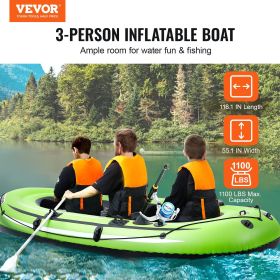 VEVOR Inflatable Boat, 3-Person Inflatable Fishing Boat
