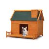 Wooden Dog House, Indoor Outdoor Pet Shelter with Platform,