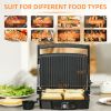 4 Slice Panini Press Grill, Stainless Steel Sandwich Maker with Non-Stick Double Plates, Locking Lids and Drip Tray, Opens 180 Degrees to