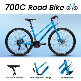 700C Road Hybrid Bike for Adult , 21-Speed Road Bike Road Bicycle Carbon Steel Frame/