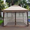 Outdoor 11x 11Ft Pop Up Gazebo Canopy With Removable Zipper Netting