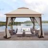 Outdoor 11x 11Ft Pop Up Gazebo Canopy With Removable Zipper Netting