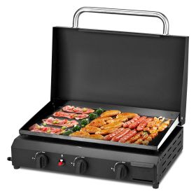 3 Gas Grills with Ceramic Coated Smoking Station, for Outdoor Backyard Grilling