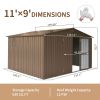 Backyard Storage Shed 11'x 9' with Galvanized Steel Frame & Windows,