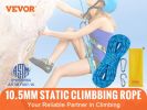 Static Climbing Rope, 64 ft with 2pcs Carabiner and Storage Bag