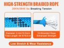 Static Climbing Rope, 64 ft with 2pcs Carabiner and Storage Bag