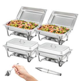 KiVEVOR 4-Pack Rectangle Chafing Dish Set with Full-Size 8Qt Pan Frame Fuel Holder