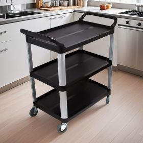 SOGA 3 Tier Food Trolley Food Waste Cart Storage Mechanic Kitchen Black Large