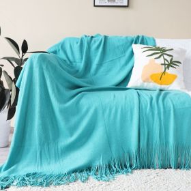 SOGA Teal Acrylic Knitted Throw Blanket