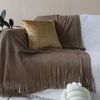 SOGA Coffee Acrylic Knitted Throw Blanket