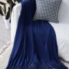 SOGA Royal Blue Acrylic Knitted Throw Blanket