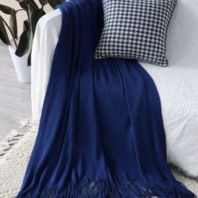 SOGA Royal Blue Acrylic Knitted Throw Blanket