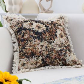 SOGA 50cm Vintage Oil Painting Color Raised Embroidery Empress Flower Throw Pillow