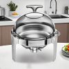SOGA 6L Round Chafing Stainless Steel Food Warmer with Glass Roll Top