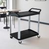 SOGA 2 Tier Food Trolley Portable Kitchen Cart Multifunctional Big Utility Service with wheels 845x430x940mm Black