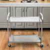 SOGA 2 Tier 85x45x90cm Stainless Steel Kitchen Dining Food Cart Trolley Utility Medium