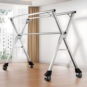SOGA 2.0m Portable Standing Clothes Drying Rack Foldable Space-Saving Laundry Holder with Wheels