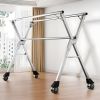 SOGA 2.4m Portable Standing Clothes Drying Rack Foldable Space-Saving Laundry Holder with Wheels
