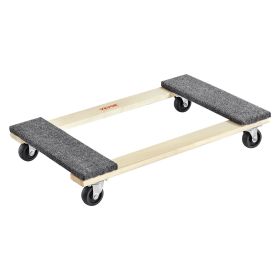 VEVOR Furniture Dolly, 1000 lbs Load Capacity, 18" x 30", 4 x 3" PP Swivel Casters, Heavy Duty Hardwood Furniture Moving Dolly, Mover's Dolly
