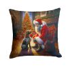 SleGerman Wirehaired Pointer and Santa Claus Throw Pillow Machine Washable, Indoor Outdoor Decorative Pillow for Couch, Bed or Patio, 14Hx14W