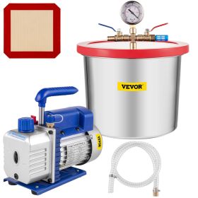 VEVOR 2 Gallon Vacuum Chamber With 5CFM Single-Pole Vacuum Pump, Acylic Lid Easy to Observe, Suitable For Silica and Resin