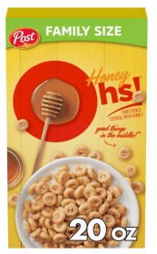 Honey Ohs! Family Size Cereal, Sweetened Honey Cereal, Crunchy 20 oz Box