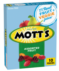 Mott's Fruit Flavored Snacks, Assorted Fruit, Gluten Free Snack, 10 Ct, 8 oz