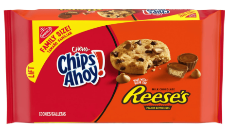 CHIPS AHOY! Chewy Chocolate Chip Cookies with Reese's Peanut Butter Cups, Family Size, 14.25 oz