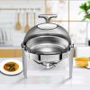 SOGA 6L Round Chafing Stainless Steel Food Warmer with Glass Roll Top