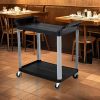 SOGA 2 Tier Food Trolley Portable Kitchen Cart Multifunctional Big Utility Service with wheels 950x500x640mm Black