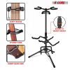 5CORE Triple 3 Guitar Stand Floor Adjustable 30-38.5 Inch Tripod Multi Guitars Holder Universal Folding Support Acoustic Electric Bass Banjo Stands GS