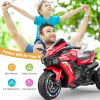 12V children's motorcycle, electric motorcycle with LED lights, red, three wheels