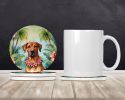 Rhodesian Ridgeback Luau Large Sandstone Coasters Pack of 4 Absorbent Round Coasters Decor Gifts for Men or Women, 4 in, Multicolor