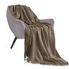 SOGA Coffee Acrylic Knitted Throw Blanket