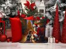 SleGerman Wirehaired Pointer and Santa Claus Throw Pillow Machine Washable, Indoor Outdoor Decorative Pillow for Couch, Bed or Patio, 14Hx14W