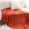 SOGA Red Diamond Pattern Knitted Throw Blanket  with Tassels