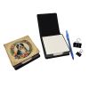 Bearded Collie and Flowers PU Leather Note Paper Holder with Artist-Designed Cover, Desk Accessory, Office Gift