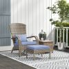 Outsunny Patio Wicker Adirondack Chair with Ottoman, Outdoor Fire Pit Chair with Cushions, High-Back, Large Seat & Armrests for Deck