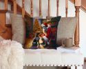 SleGerman Wirehaired Pointer and Santa Claus Throw Pillow Machine Washable, Indoor Outdoor Decorative Pillow for Couch, Bed or Patio, 14Hx14W