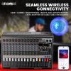 5 Core Audio Mixer 12 Channel DJ Sound Board w Bluetooth USB PC Recording Professional PA Analog Mixing Console For Karaoke Singing Music Podcast Cons