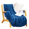 SOGA Royal Blue Diamond Pattern Knitted Throw Blanket  with Tassels
